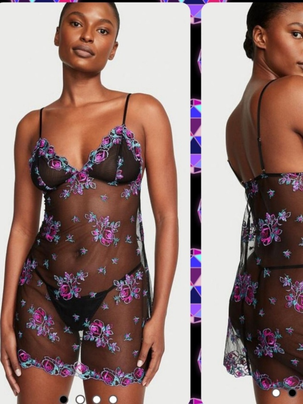 NEW! Victorias Secret Electric Blooms sheer slip dress